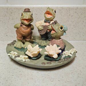Vintage 90s Miniature Resin Tea Set - Singing Frogs - Cherished Moments 1995